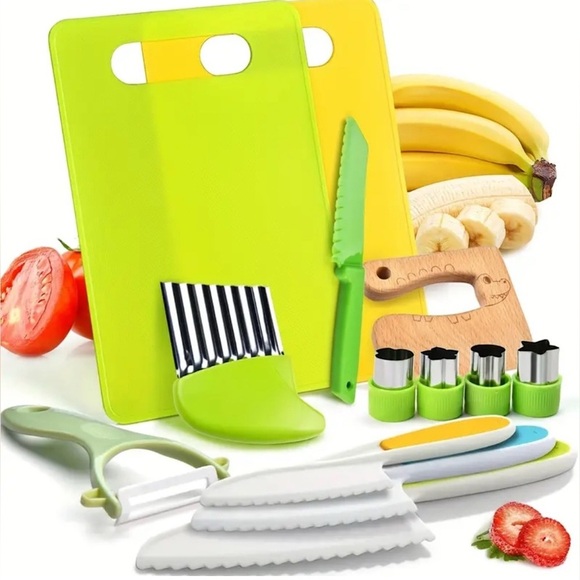 13 Pieces Kids Knife Set Kids Montessori Set Real Cooking SAFE Kitchen Tools - Picture 2 of 4